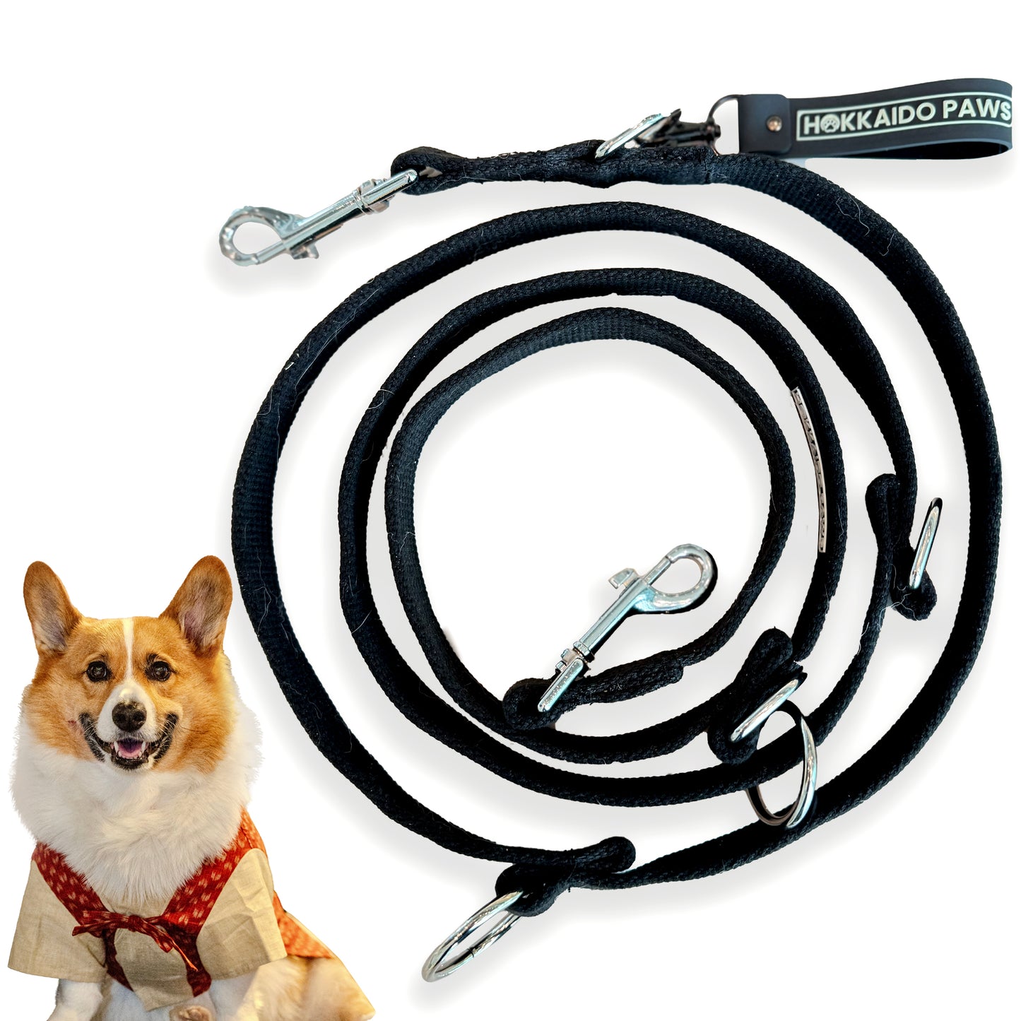 Adjustable Dog Leash | Heavy-Duty, Vegan, 3-in-1 Training Leash by Hokkaido Paws