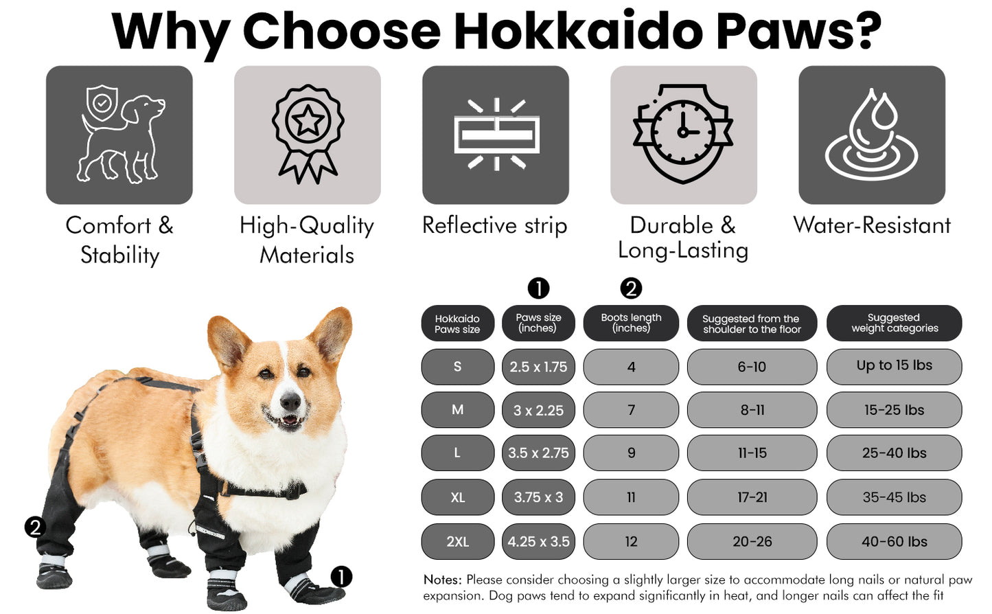Hokkaido Paws Suspender Dog Boots