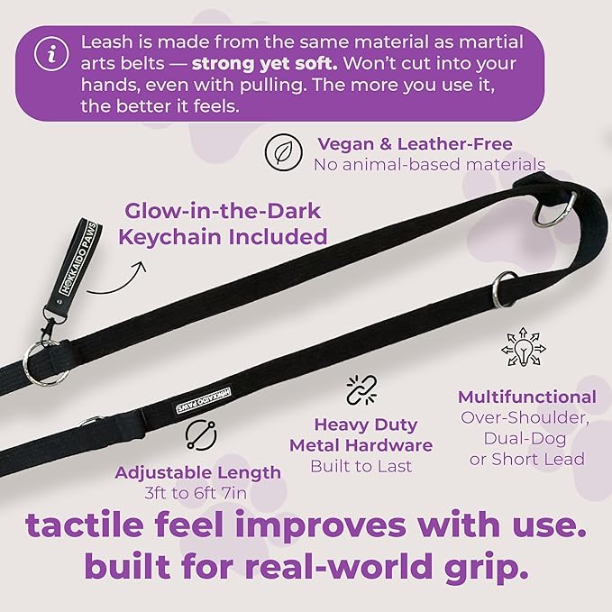 Adjustable Dog Leash | Heavy-Duty, Vegan, 3-in-1 Training Leash by Hokkaido Paws