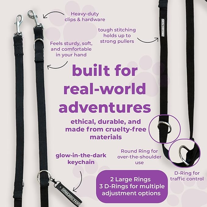 Adjustable Dog Leash | Heavy-Duty, Vegan, 3-in-1 Training Leash by Hokkaido Paws